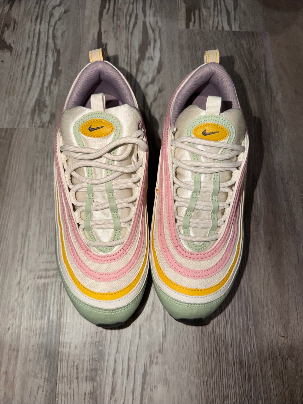 Nike Women’s Air Max 97 Pastel Green with Pink & Yellow Accents - Picture 4 of 8